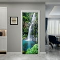 thumbnail image 1 of 3D Door Stickers for Interior Doors Waterfall in The Jungle Nature Landscape Vinyl Waterproof Self Adhesive Door Mural Decals for Bedroom Office Bathroom, 1 of 15
