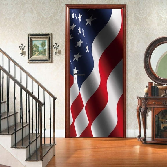 3D Door Stickers Peel And Stick Murals - Wooden Wall Decals Self-Adhesive Removable Waterproof PVC Pictures Poster For Bedroom Living Room Decoration