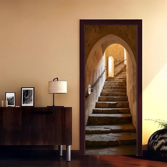 3D Door Stickers Peel and Stick Murals Stairs Wall Decals Self-Adhesive Removable Waterproof Wall Covers Pictures Poster for Bedroom Living Room Decoration 30.3" W x 78.7" H
