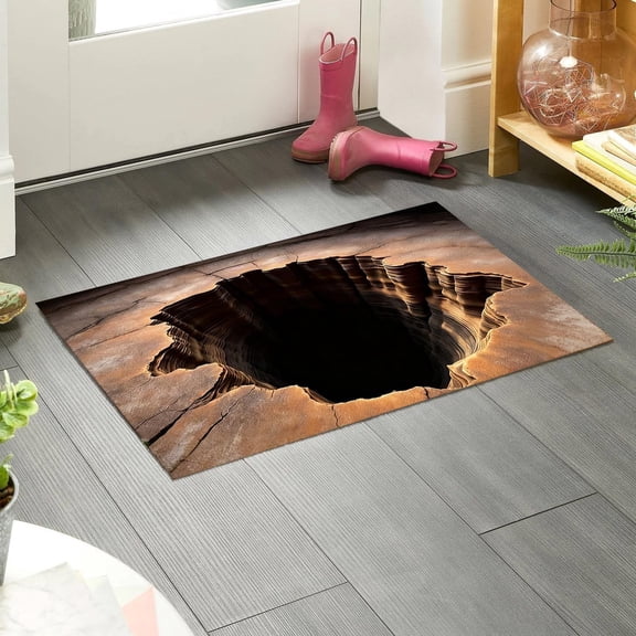 3D Doormat Floor Mat,3D Optical Illusion Hole Effect Rug for Entryway Kitchen Bathroom & Living Room, Non-Slip Backing Realistic Visual Depth High-Resolution Print Soft Durable Easy to Clean,40x60cm