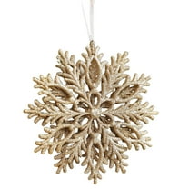 3D Double Sided Snowflake Ornaments with Sparkling Finish, Versatile Plastic Hollow out Decor for Holiday Tree, Window and Mantel Display, Winter Themed Party Supplies