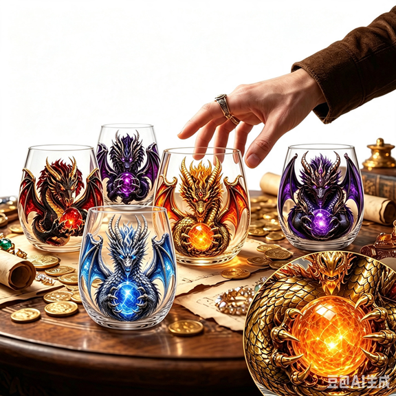 3D Dragon Art Plastic Glass Cups Sculpted Dragon Plastic Wine Glasses Fantasy Crystal Tumbler for Whiskey Cocktails Luxury Home Bar Decor Gift