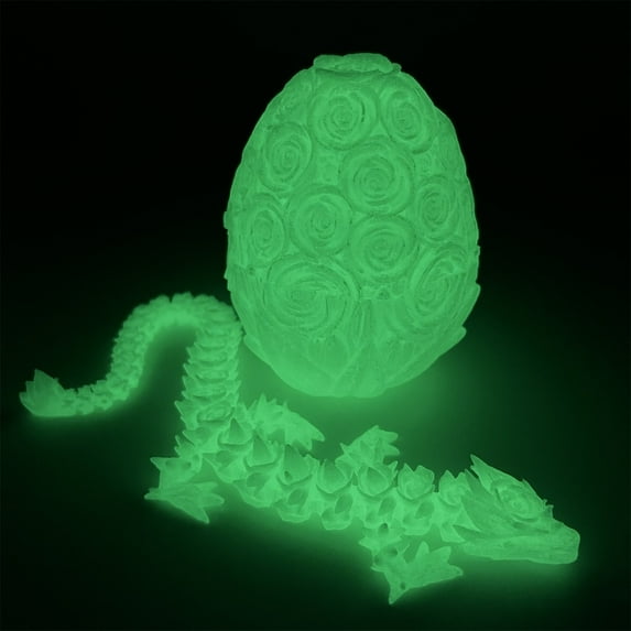 3D Dragon Eggs with Dragon Inside, Night Light up Valentine'S Day Rose Dragon Egg, Romantic Mystery Dragon Egg, 3D Printed Dragon Egg, 3D Printed Animals, Full Articulated Dragon Crystal Dragon
