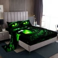 thumbnail image 1 of 3D Dragon Eye Bed Sheets Queen Size,Western Animals Bedding Set 4Pcs Men Teens Room Decor,Green Gemstone Eye Fitted Sheet Magical Mysterious Black Top Flat Sheet,2 Pillowcases, 1 of 6
