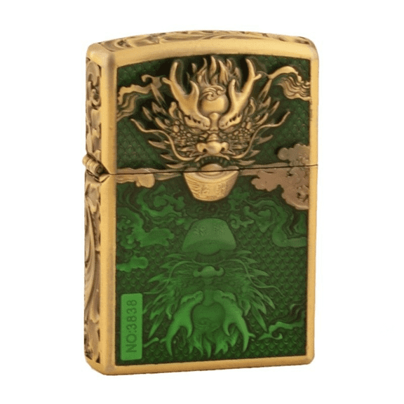 3D Dragon Head Embossed Vintage Kerosene Lighter Flint Wheel Windproof Reusable Kerosene Lighter for Father's Day Gift