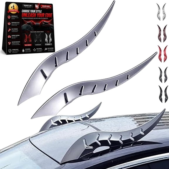 3D Dragon Horns Universal Devil Car Roof Decor Auto Exterior Accessories Easy Modification No-Drill Installation Creative Adhesive Vehicle Decoration for SUV, Sedan, Hatchback, Truck