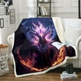thumbnail image 1 of 3D Dragon Lovers Fuzzy Blanket Purple Fire Dragon Fleece Blanket Room Decor, Pattern Throw Blanket Cool Dragon and Feather Sherpa Blanket, 1 of 5