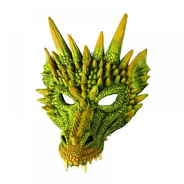 3D Dragon Mask Half Face Mask For Kids Teens Halloween Costume Party Decorations 8.26" x 11.8" w/3 color