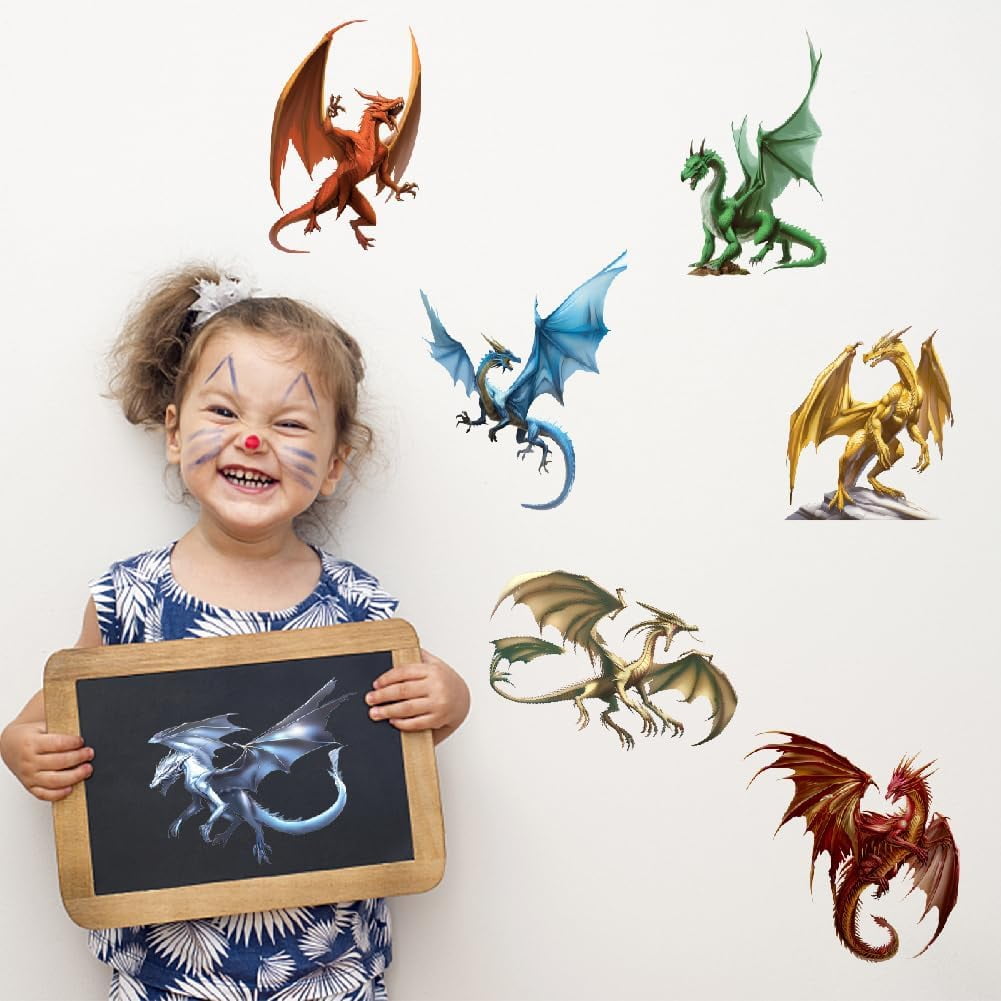 SUPERDANT 3D Dragon Wall Decals - 15 Pc Pterosaur Sticker Set, Peel & Stick Nursery Decor For Kids Room - View #5