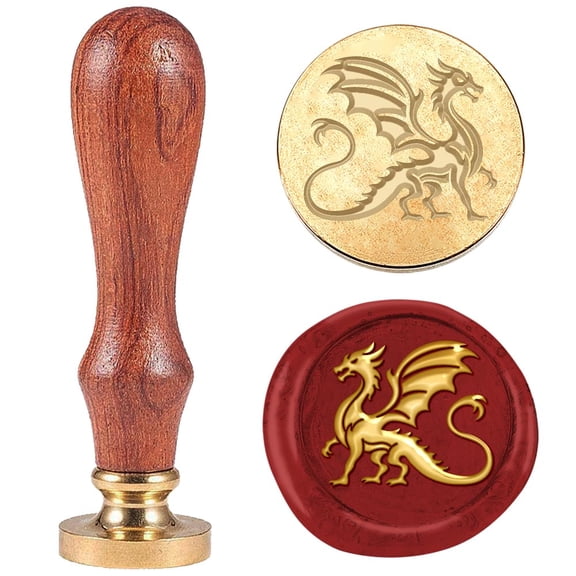 3D Dragon Wax Seal Stamp 1" Vintage Sealing Wax Stamps Removable Brass Head Seal Stamp with Wooden Handle for Envelope Card Decor Wedding Invitations Wine Packing Gift Wrapping