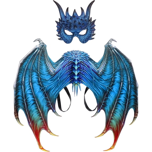 3D Dragon Wings Mask Set,Realistic Ice Dragon Eyes Mask Wings Fancy Dress for Halloween Carnival Costume Party,Dragons Cosplay Props