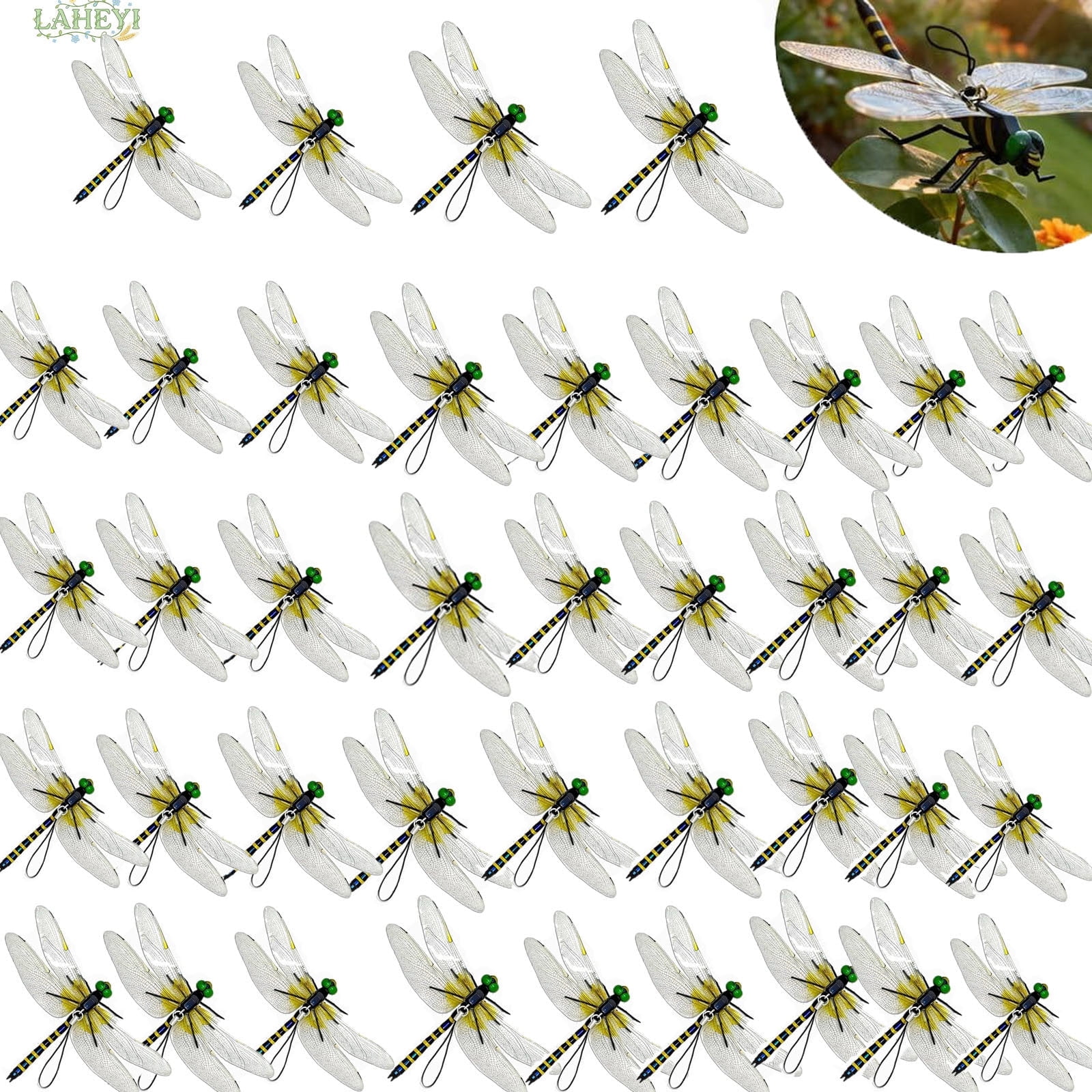 40PCS Dragon Fly Clips for Bugs Repellent ,Fake Dragonflies, Plastics Dragonfly for Garden Stakes Decor Yard Ornaments for Hat,Deer and Horse,Fly Scare Devices for Indoor Outdoor