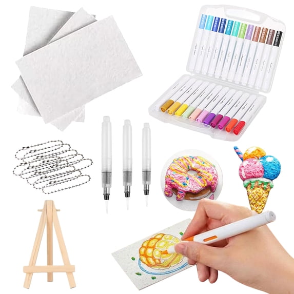 3D Drawing Puffy Paint Kit, Foam Texture Painting Kit with Bubble Drawing Pens Blank Painting Paper, Creative Crafts Art Supplies