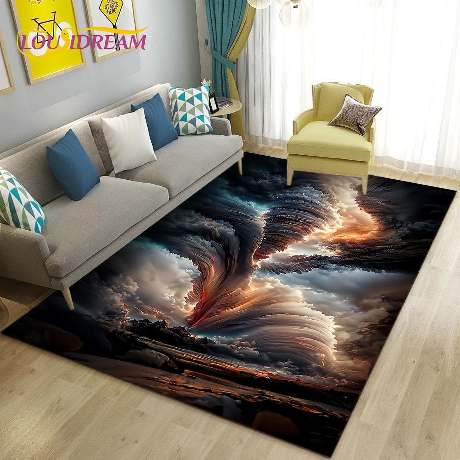 Dreamy Area Rug 3D Dream Natural Tornado Cloud Area Rug Carpet Rug for Living Bedroom ...