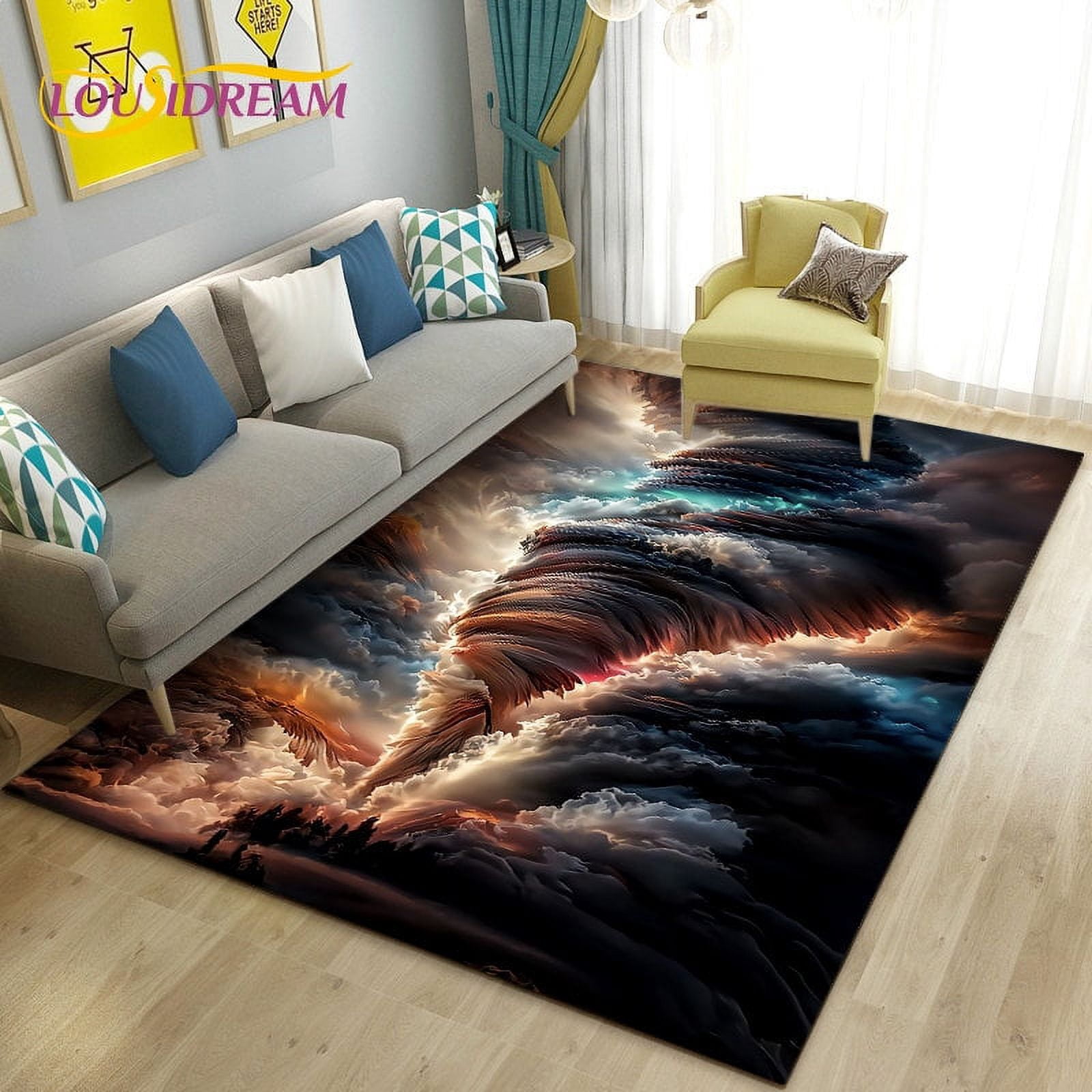 3D Dream Natural Tornado Cloud Area Rug Carpet Rug for Living Bedroom ...
