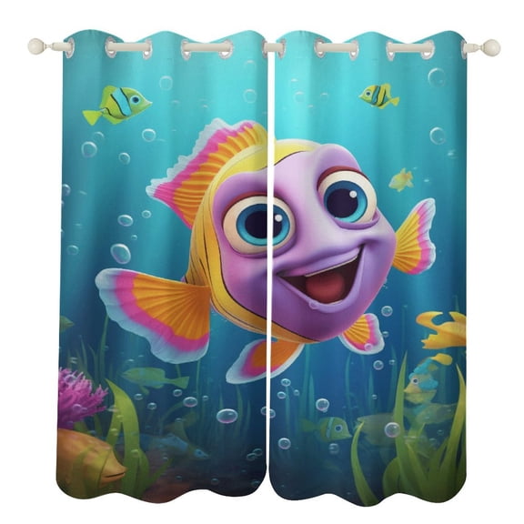 3D Dream Underwater World Fish 2 Panels Curtains for Bedroom Living Room Drapes Kitchen Window Curtain Home Decor