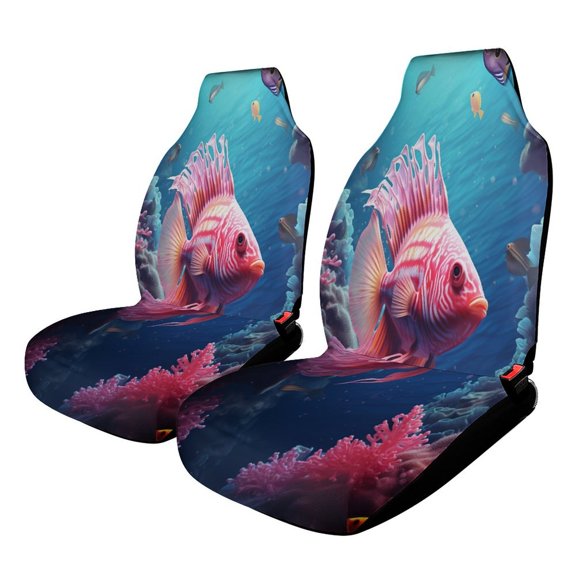 3D Dream Underwater World Fish Car Seat Covers,Universal Auto Front Seats Protector Fits for Car,SUV Sedan,Truck