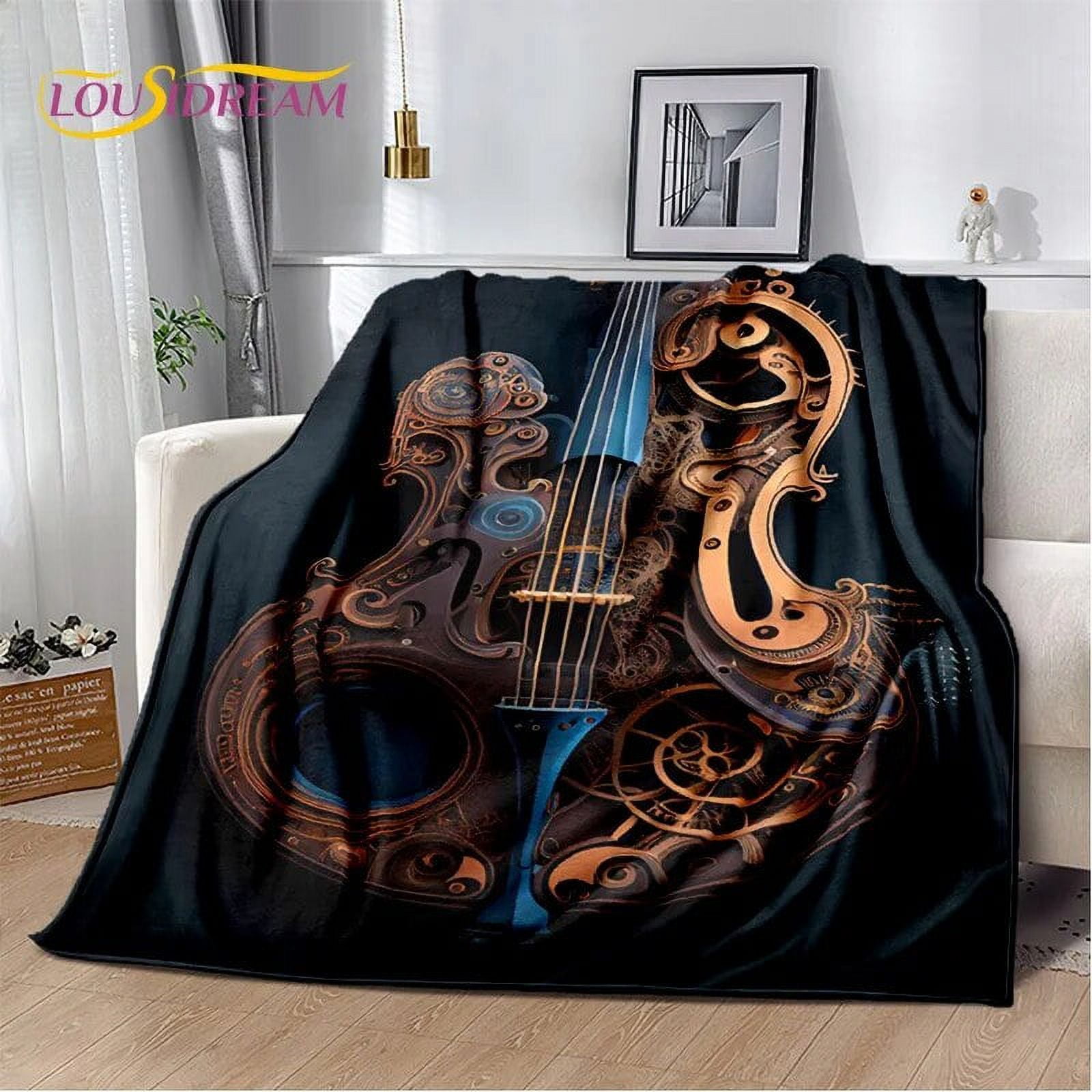 3D Dream Violin Cello Music Instrument Blanket Soft Throw Blanket for