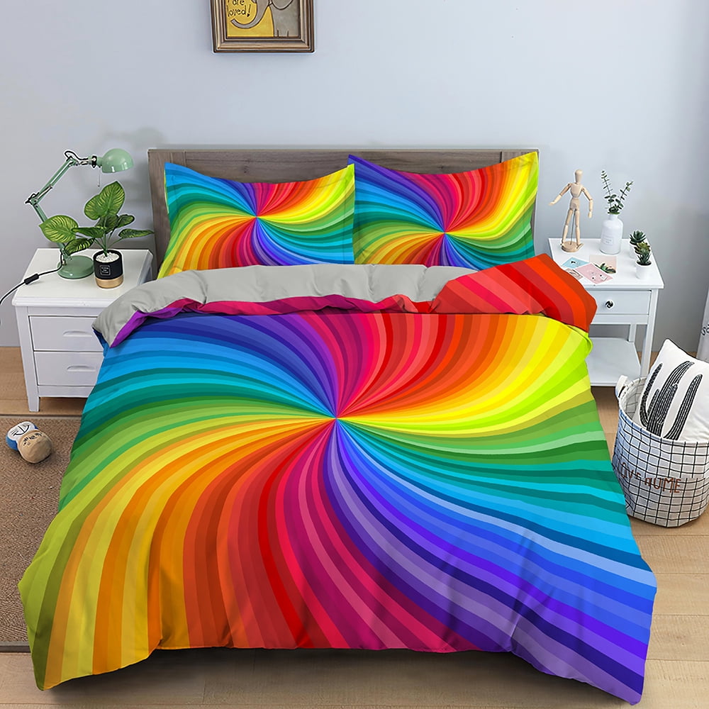 3D Duvet Cover Psychedelic Abstract Double Bedding Set Quilt Cover King