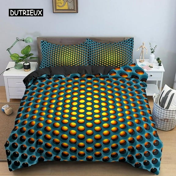 3D Duvet Cover Psychedelic Bedding Set Luxury Quilt Cover with Zipper Closure 2/3pcs King Comforter Cover Polyester Duvet Cover