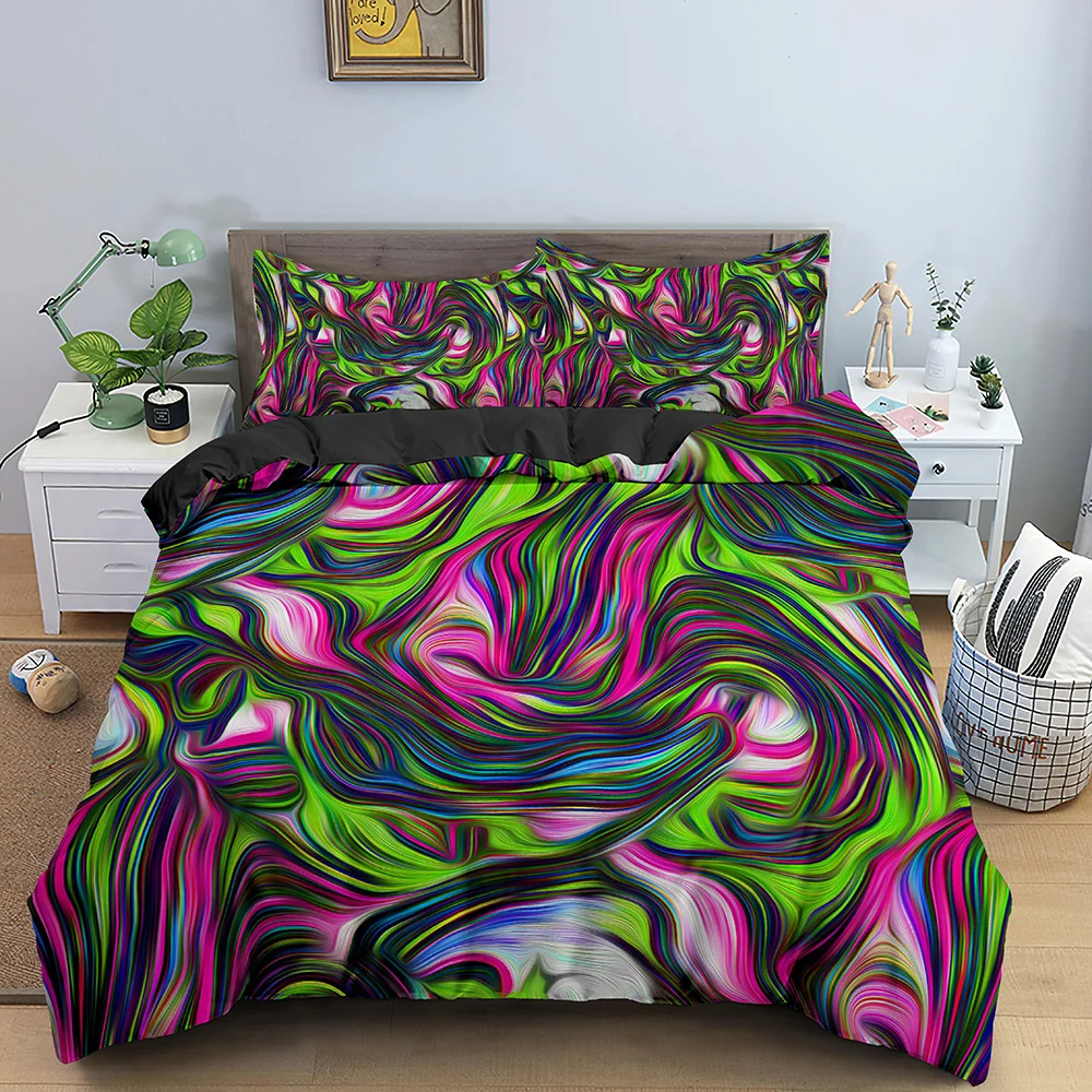 3D Duvet Cover Psychedelic Bedding Set Luxury Quilt Cover with Zipper