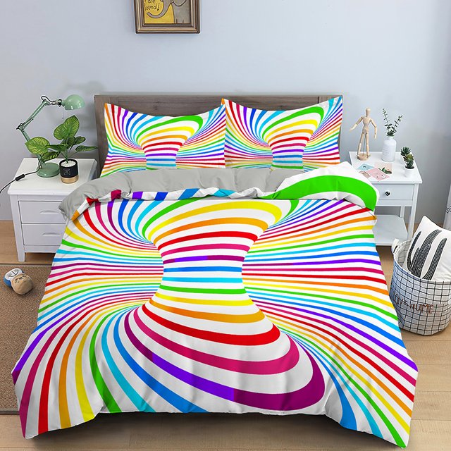 3D Duvet Cover Psychedelic Twin Bedding Set Double Quilt Cover with