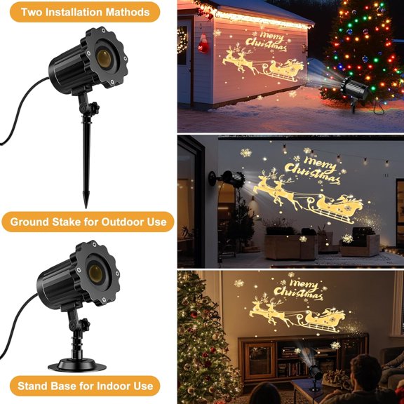 3D Dynamic Christmas Projector Lights Outdoor Indoor-2025 Upgrade Santa in Sleigh Christmas Decorations,Waterproof Holiday Projector Lights for Window Ground Roof Wall Yard Xmas Decor$$