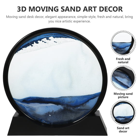 3D Dynamic Sand Art Liquid Motion, Moving Sand Art Picture Round Glass Deep Sea Sandscape Display Flowing Sand Frame Relaxing Desktop Home Office Work Decor~Clearance