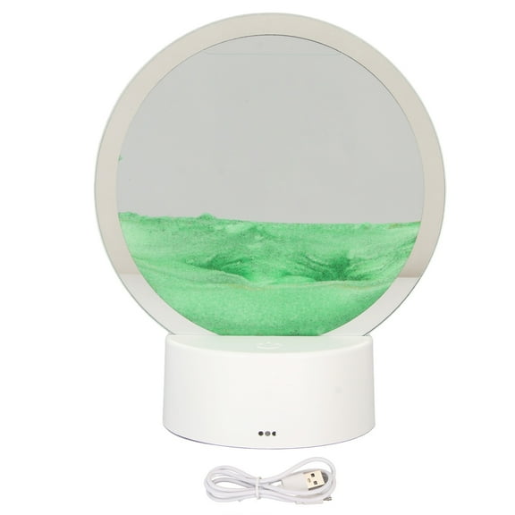 3D Dynamic Sand Art in Transparent Glass Frame with Battery/USB Lights - Perfect Decor for Home, Office, or Caf - Moving Sand Picture in Green
