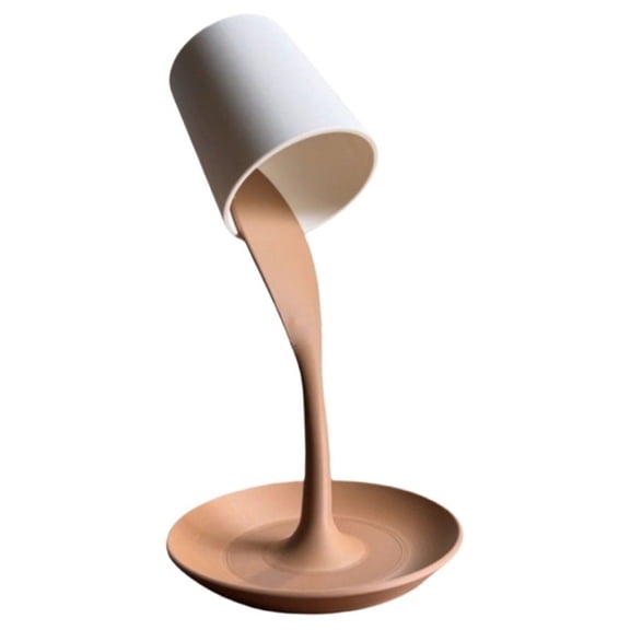 3D-Dynamic Table Lamp with Tray, Spilled Coffee Cup Night Light, Unique Ambient Light