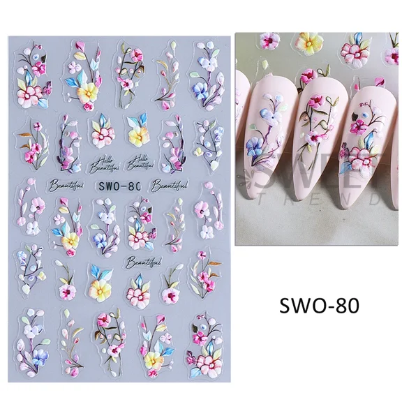 3D Easter Bunny Nail Art Stickers Decals 3D Cute Cartoon Egg Rabbit Flower Florals Adhesive Slider DIY Manicure Decoration Foils