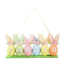 3D Easter Egg Wall Decorations With Plush Flowers And Bunny Ears, 5-Pack Hanging Easter Egg Decorations With Letters Forming Easter And Plush Flower Accents, Suitable For Front