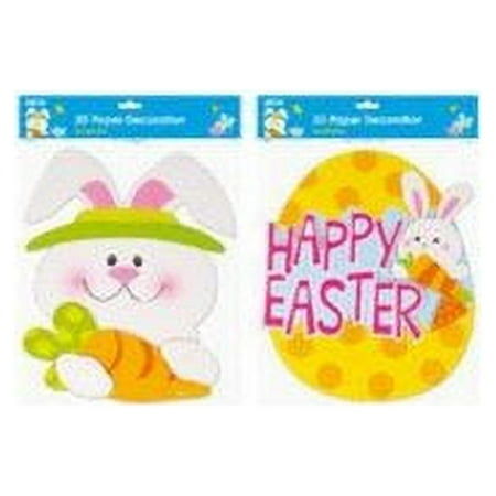 3D Easter Paper Decorations with Glitter (72 Units Included)