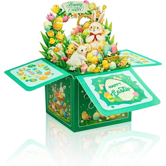 3D Easter Pop Up Cards for Kids - Easter Eggs Basket Bunny Greeting Card with Envelopes Funny Popup Easter Cards Gifts for Boy Girl Adults Wife Husband Daughter Grandkids Sister Friends Son$$Office