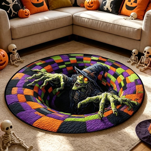 3D Effect Ghost Round Rug, Personalized 3D Ghost Optical Illusion Rug, Non-slip Carpet for Bedroom, Living Room, Birthday Gifts