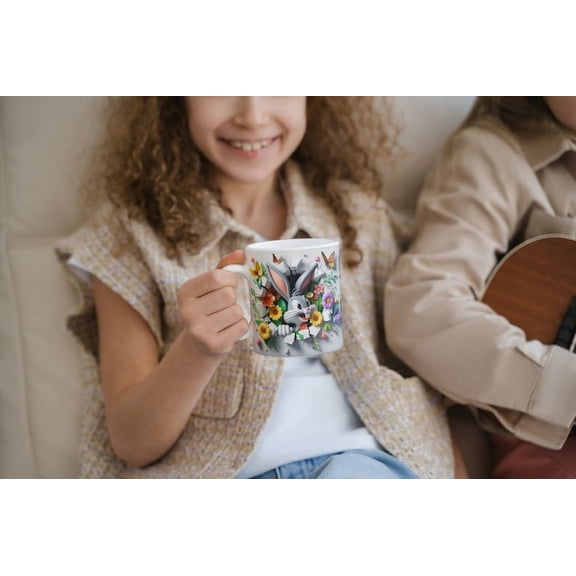 3D Effect Spring Theme Classic Cartoons Bunny Rabbit Mug