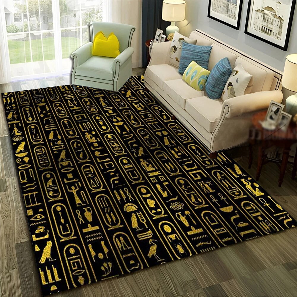 3D Egyptian Pharaoh Hieroglyphics Carpet Rug for Home Living Room ...