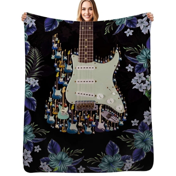 3D Electric Guitar Flannel Blankets Soft Warm Throw Blanket Autumn Camping Bedroom Aesthetic Bedspread