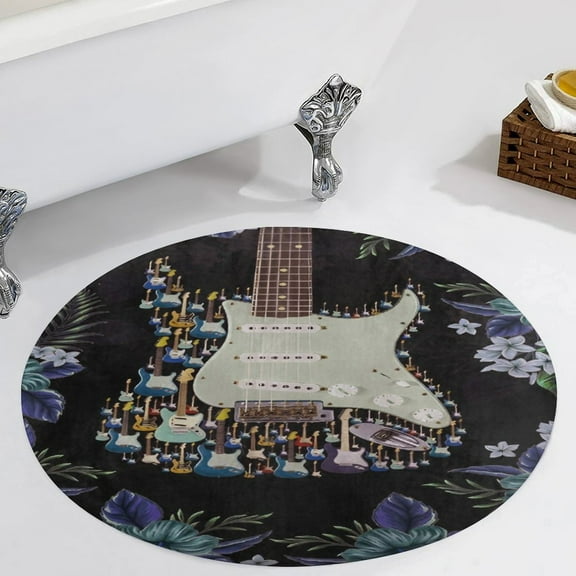 3D Electric Guitar Round Carpet Circle Rug Outdoor Patio Area Rug Washable Large Area Rugs Hallway Room Decor Fitness Mats