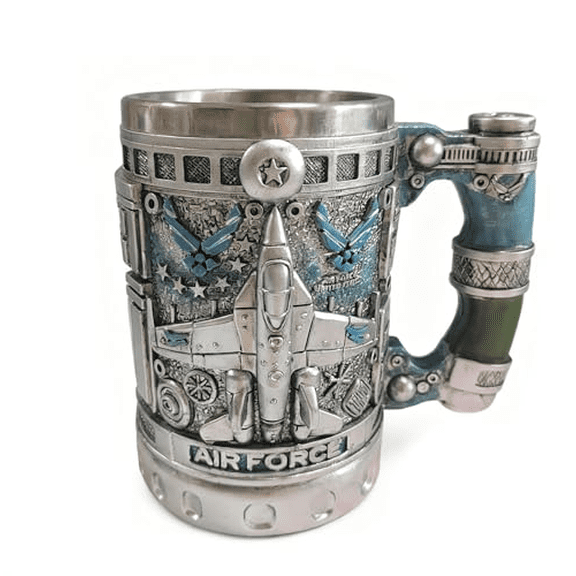 Air Force Cup 3D Embossed - Plyzle Military Theme Aviation Mug Taza Para Militar, Sturdy Decorative Gift for Fans 5.1 Inch
