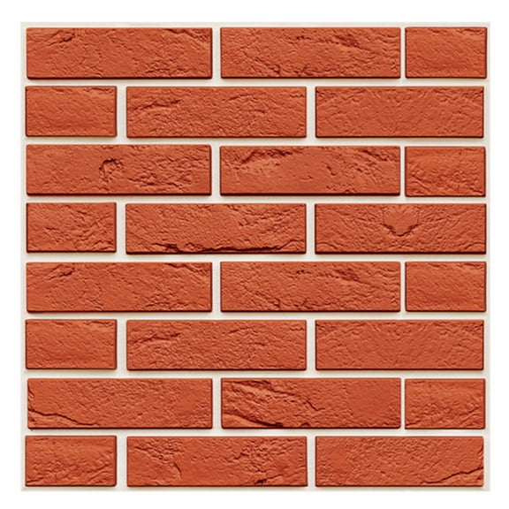 3D Embossed Brick Wall Sticker, Self Adhesive PVC Foam Tile Panel, 11.81 x 11.81 in, Style H