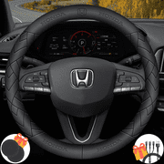 3D Embossed Custom Fit Steering Wheel Cover For Honda, Non-Slip Nappa Leather Wrap for Enhanced Grip & Comfort, Includes 2 Car Coasters & Fast Charging USB Cabl