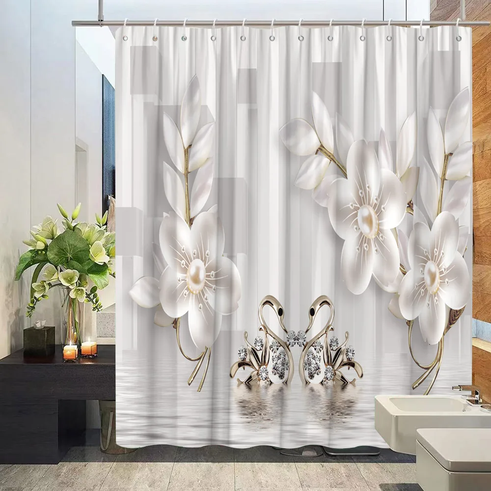 Photo inspiration: Luxury Waterproof Bathroom Designs Reference: 3D Embossed Flower Geometry Shower Curtain Vine Leaves Butterfly European