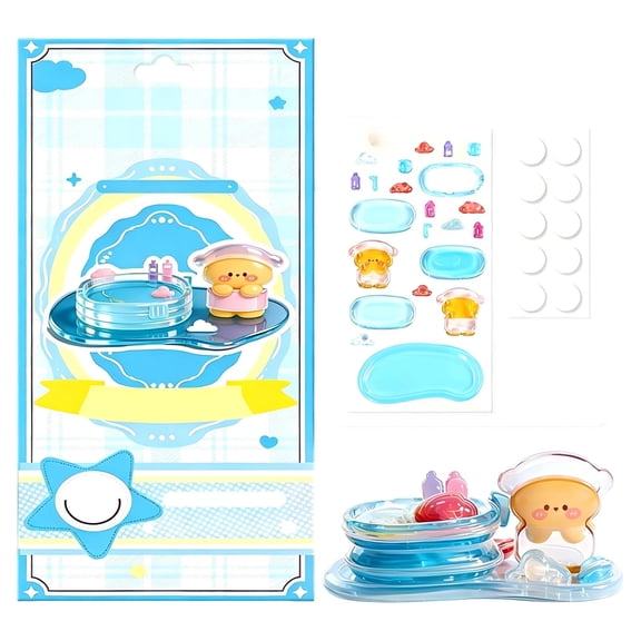 3D Embossed Layered Crystal Resin Stickers for Children DIY Craft Cute Animal Corner Decor Waterproof Adhesive Sheet