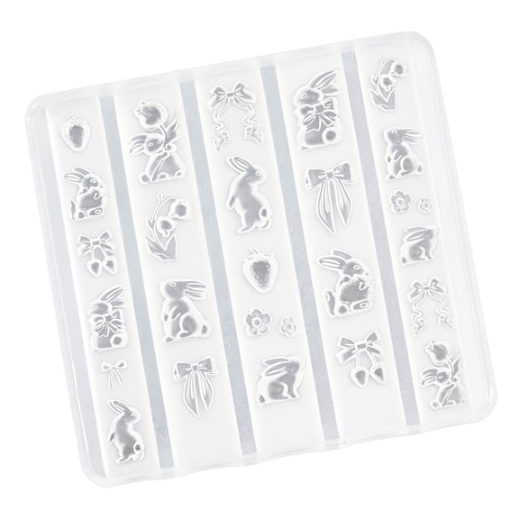 3D Embossed Nails Art Set With Rabbits Strawberry Patterns Fashion Nails Template For Handmade Resin Crafts And Decors