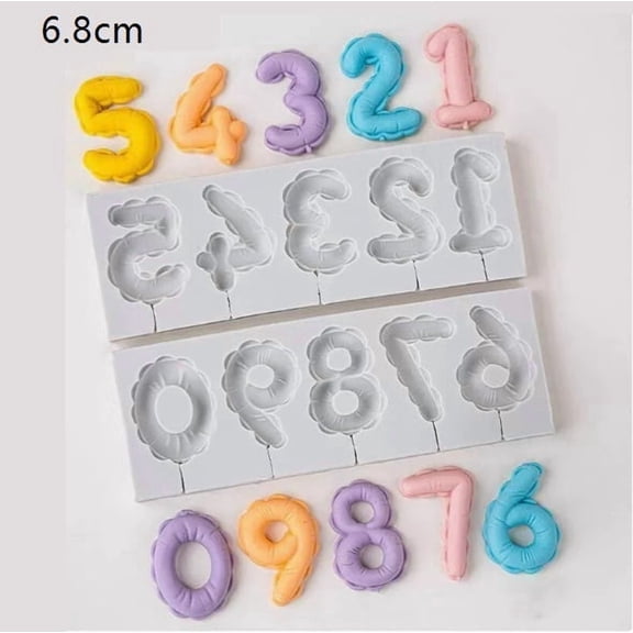3D Embossed Silicone Number Molds (0-9) for Cake Decoration - Food Grade Fondant, Chocolate, Candy Molds for DIY Baking & Birthday Party Crafts