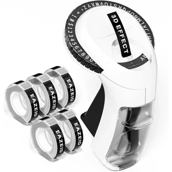 3D Embossing Label Maker With 5 Black Label Tapes 3/8" For Dymo Omega Xpress
