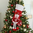 thumbnail image 1 of Taicans ‌3D Embroidered Christmas Stocking - Santa & Snowman Design,46cm/18in Red Plush with White Fleece Top,Reindeer & Snowflake Decor | Perfect Xmas Gifts & Home Decor, 1 of 7