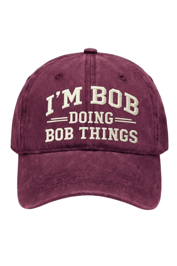 3D Embroidered Washed Baseball Cap, Vintage Cotton Funny Words Hat Trucker Hat for Men and Women, Red
