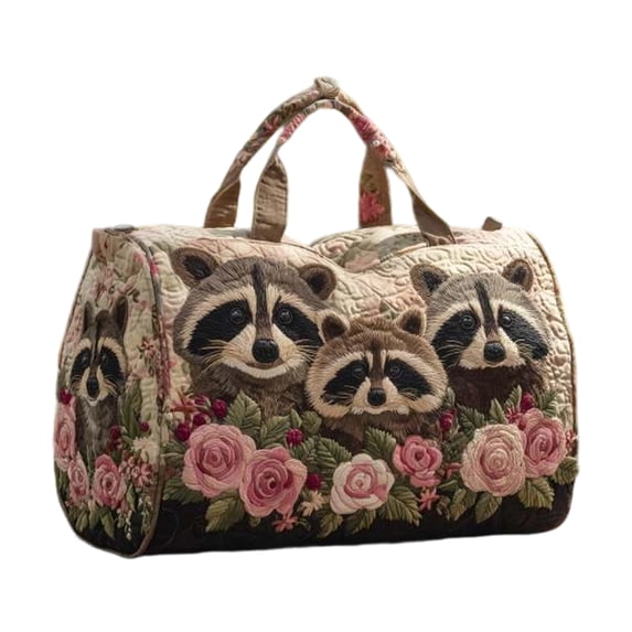 3D Embroidered Wildlife Canvas Travel Duffel handbags – Large Capacity Quilted Shoulder Bag for Unisex Outdoor, Gym, and Weekend Use